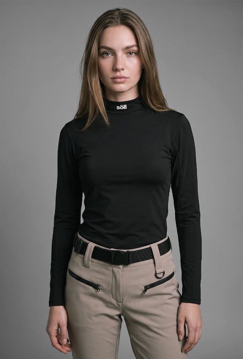 Capa base térmica de esquí para mujer Söll TURTLENECK Black – primer plano - 3