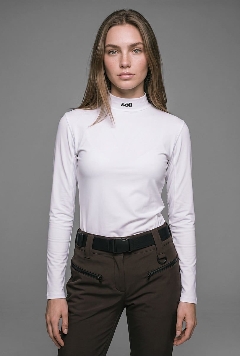 Capa base térmica de esquí para mujer Söll TURTLENECK White – primer plano - 2