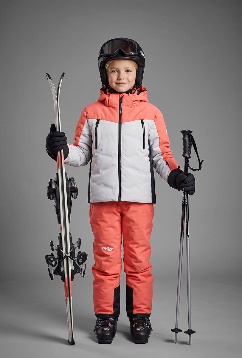 Chaqueta de esquí infantil Söll TYPHOON II Coral – con esquís - 4