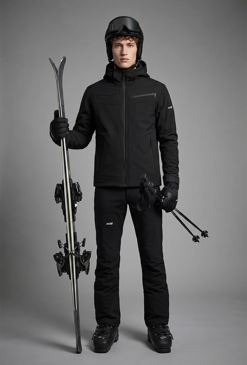 Chaqueta de esquí para hombre Söll RADIUM Caviar Black – con esquís - 5