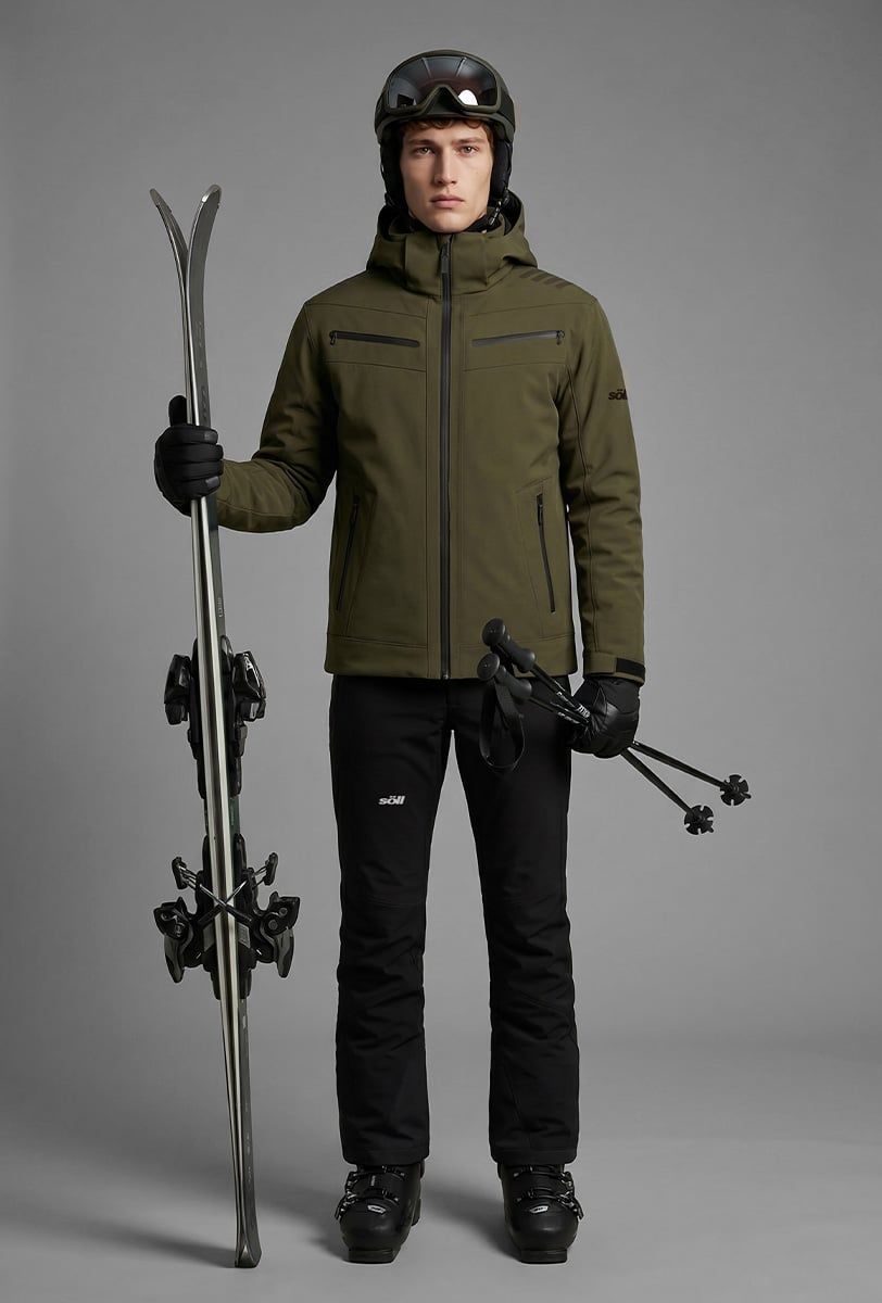 Chaqueta de esquí para hombre Söll RADIUM Dark Olive – con esquís - 4