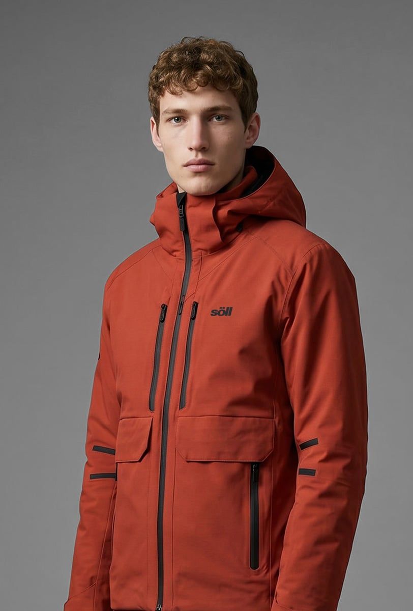 Chaqueta de esquí para hombre Söll RAPTOR Lava Red – primer plano - 3