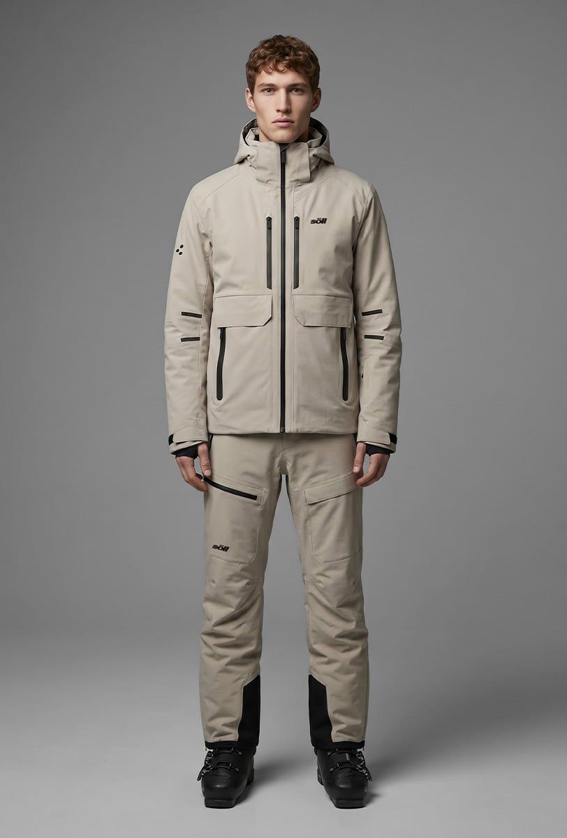Chaqueta de esquí para hombre Söll RAPTOR Sand – vista frontal - 3