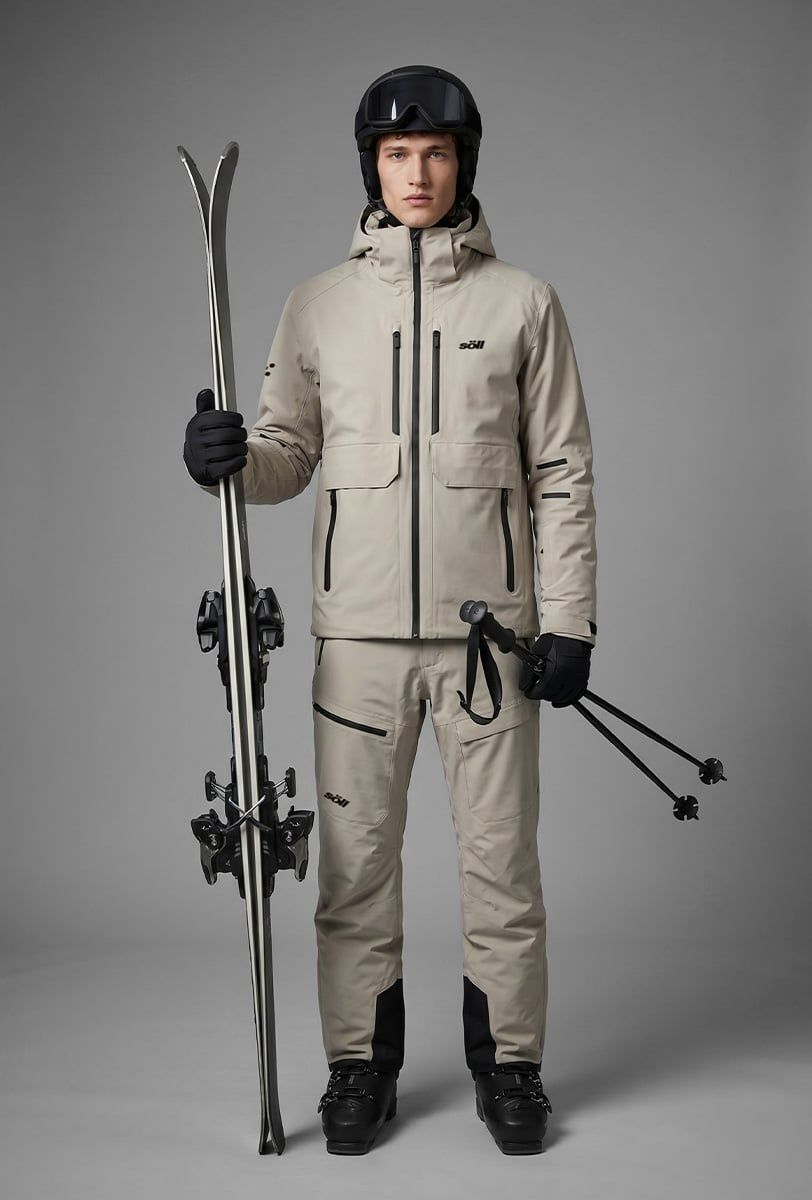 Chaqueta de esquí para hombre Söll RAPTOR Sand – con esquís - 4