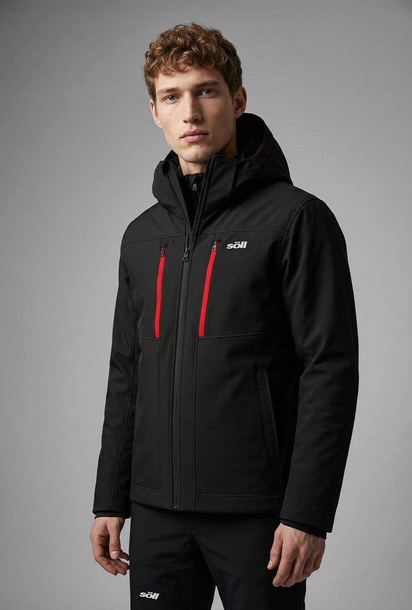 Chaqueta de esquí para hombre Söll STORM Caviar Black – detalle 1 - 3