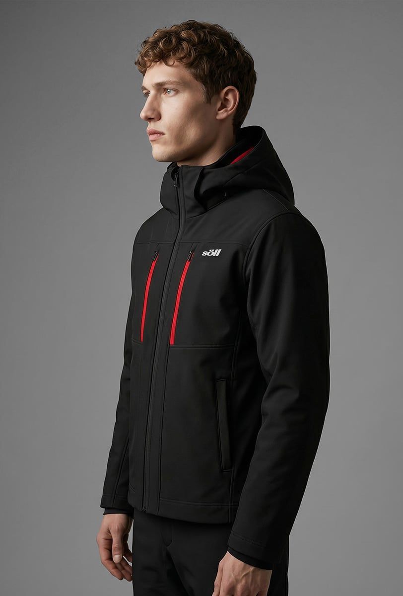 Chaqueta de esquí para hombre Söll STORM Caviar Black – detalle 3 - 5