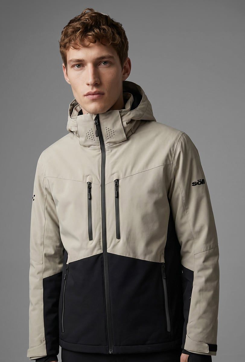 Chaqueta de esquí para hombre Söll SUMMIT Sand – primer plano - 5