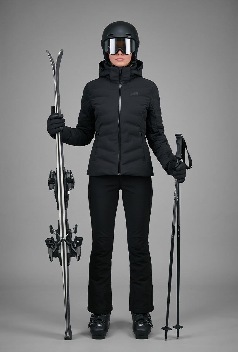 Chaqueta de esquí mujer Söll ABSOLUTE Black – con esquís - 3