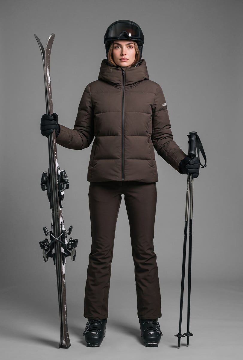 Chaqueta de esquí para mujer Söll AURA Chocolate – con esquís - 4