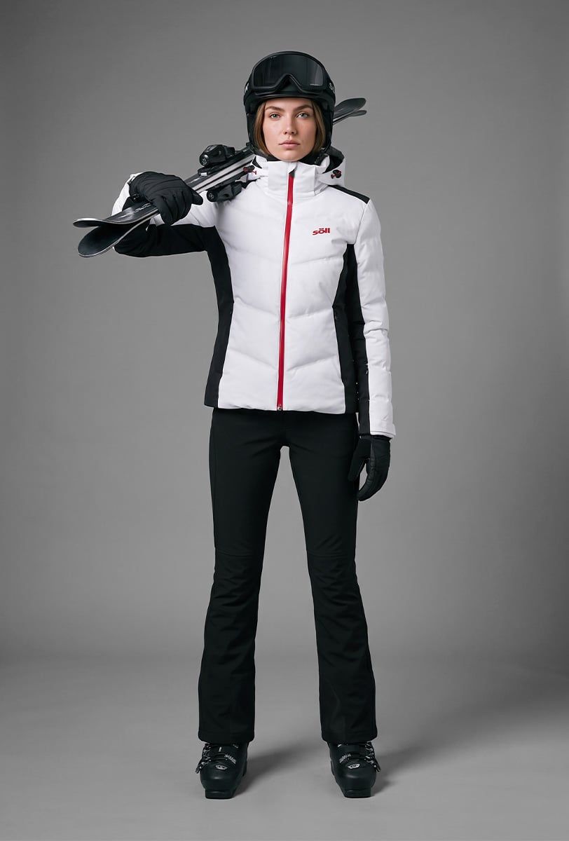 Chaqueta de esquí mujer Söll MOTION White – con esquís - 3